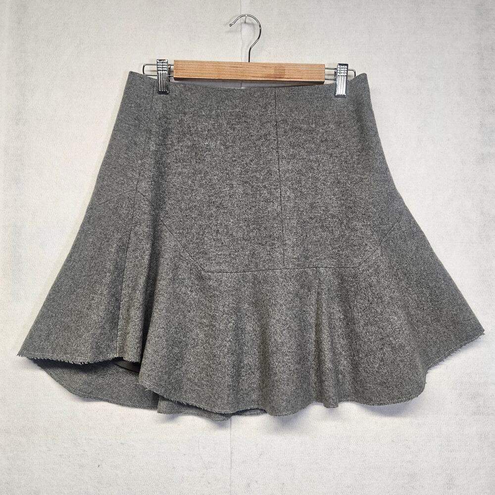 Madewell Grey Wool Blend Flounce Skater Mini Skirt Size 4